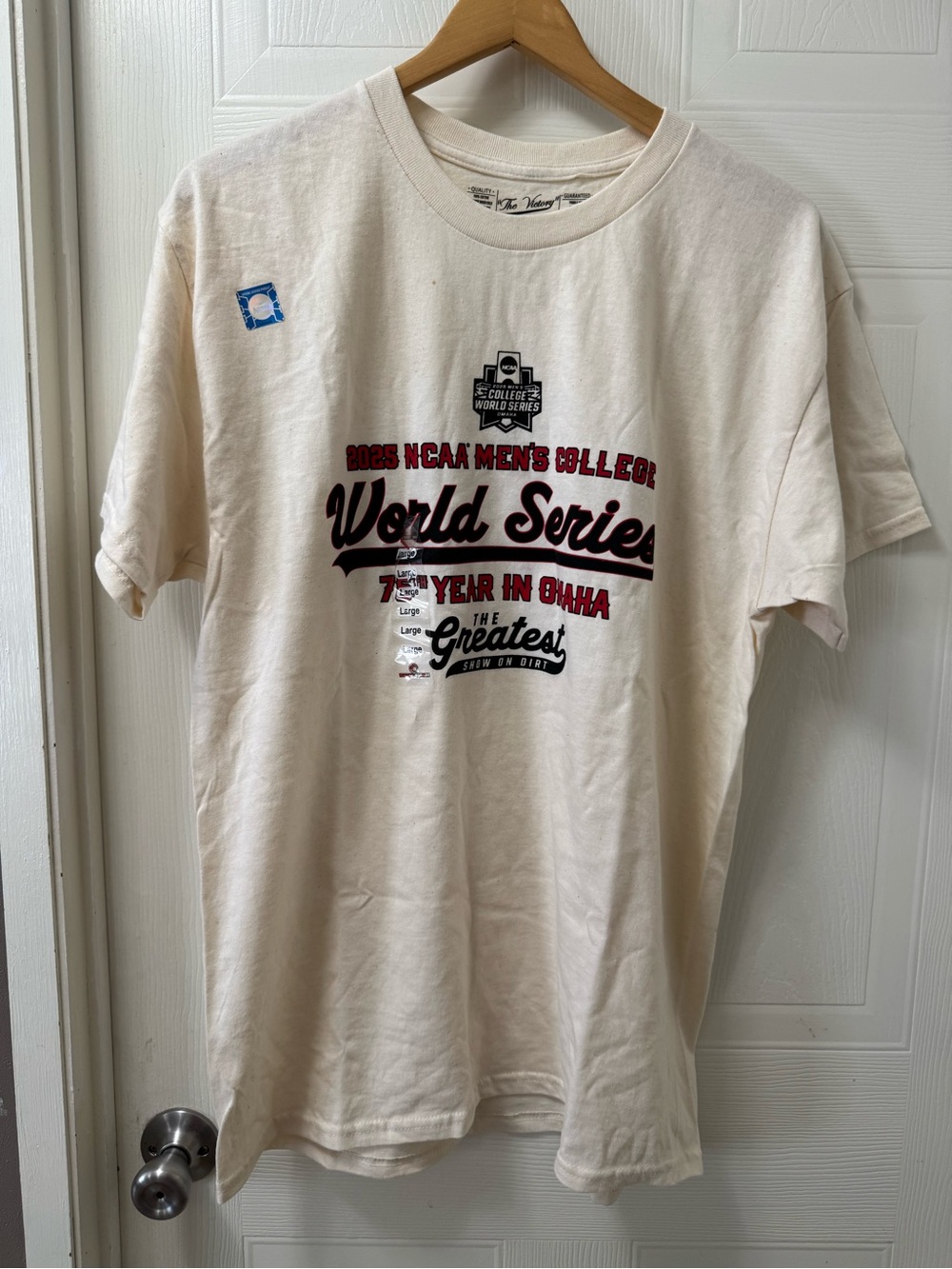 NCAA College World Series Graphic Tee - Cream with Red & Black Print